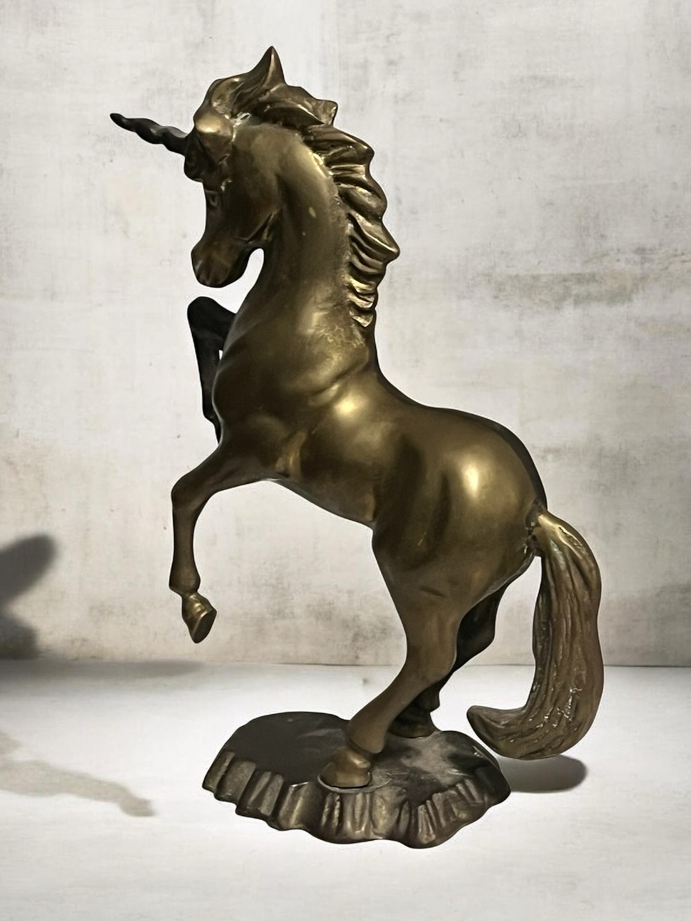 vintage solid Brass rearing pose Unicorn Sculpture - Decorative Home Art